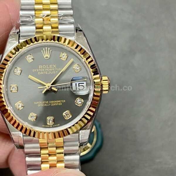 GS Factory Rolex Datejust 278273-0022 31mm Half Gold Diamond Mop Grey Dial Jubilee