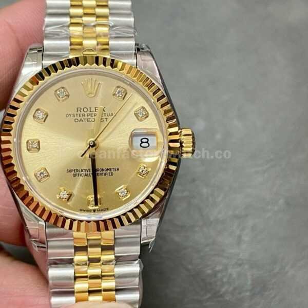 GS Factory Rolex Datejust 278273-0026 31mm Half Gold Diamond Mop Champagne Dial Jubilee
