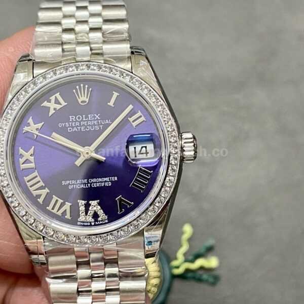 GS Factory Rolex Datejust 278384RBR-0030 31mm Diamond Bezel Roman Number&Diamond Aubergine Purple Dial Jubilee