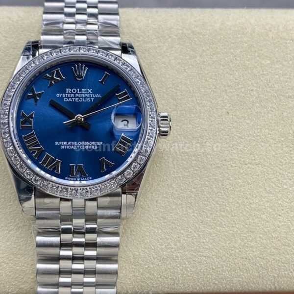 GS Factory Rolex Datejust 278384RBR-0037 31mm Diamond Bezel Roman Number Blue Dial
