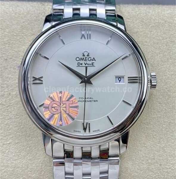 GT Factory Omega De Ville Prestige 424.10.40.20.02.003 39.5mm Full Steel Roman Number White Dial