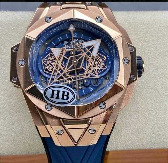 HB Factory Hublot Big Bang Sang Bleu 418.OX.5108.RX.MXM20 45mm Rose Gold Blue Rubber (6)