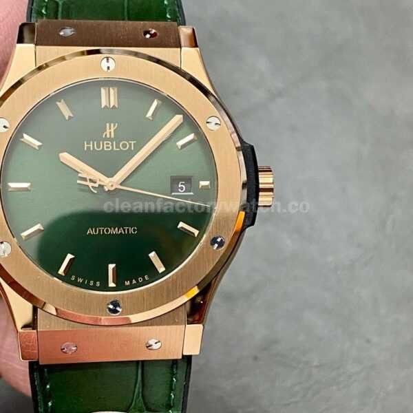 HB Factory Hublot  Classic Fusion 542.OX.8980.LR 42mm Rose gold Rubber Strap Green Dial