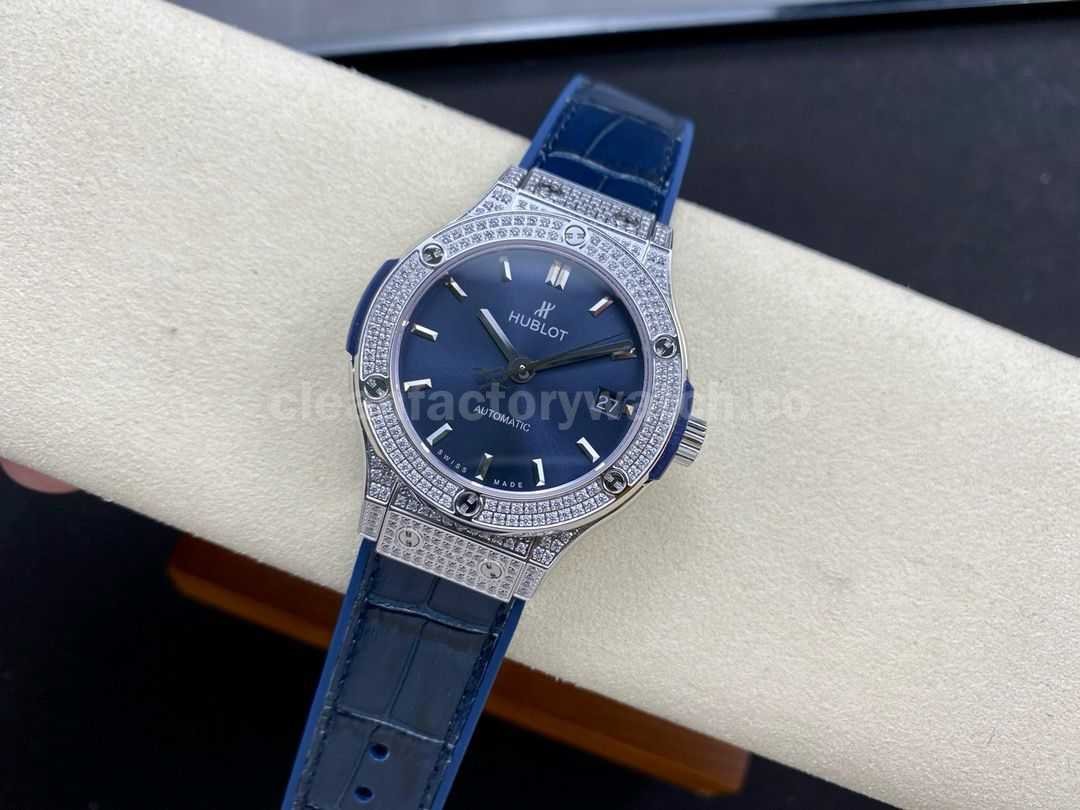HB Factory Hublot Classic Fusion 565.NX.7170.LR 38mm DiamondSteel Leather Strap Blue Dial (1)