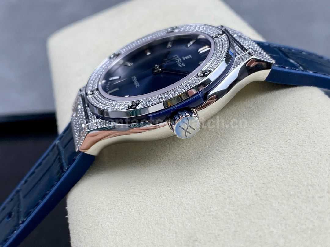 HB Factory Hublot Classic Fusion 565.NX.7170.LR 38mm DiamondSteel Leather Strap Blue Dial (9)