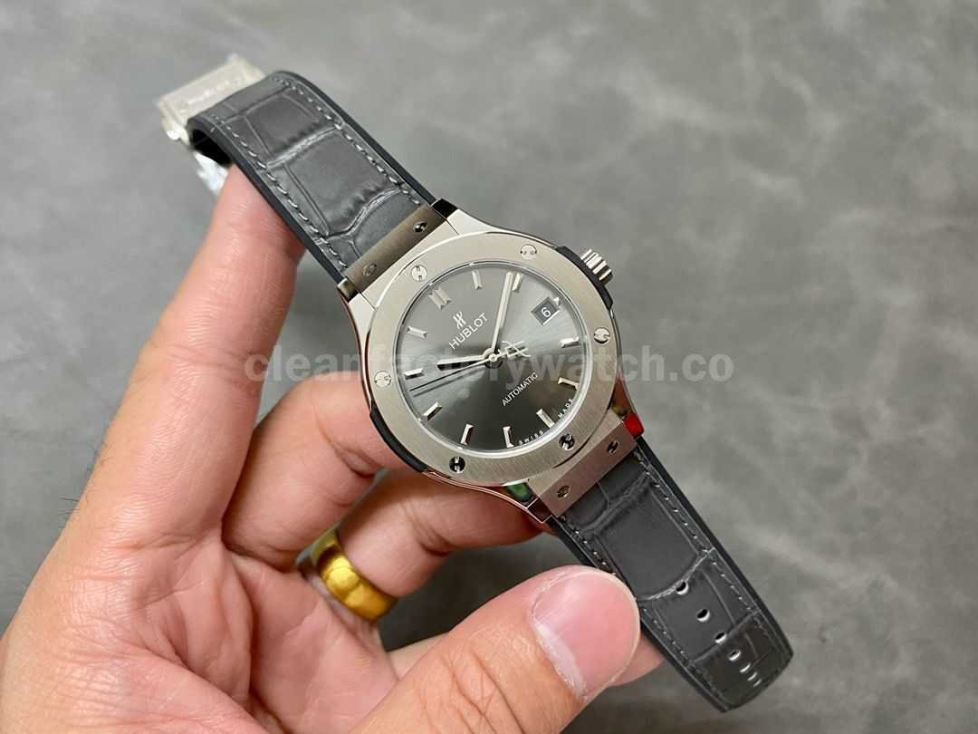 HB Factory Hublot Classic Fusion Racing Grey 565.NX.7071.LR 38mm Leather Strap Grey Dial ( (9)