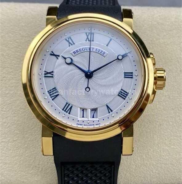 HG Factory Breguet Marine 5817BA129V8 39mm Rose Gold Rubber Strap Silver Dial