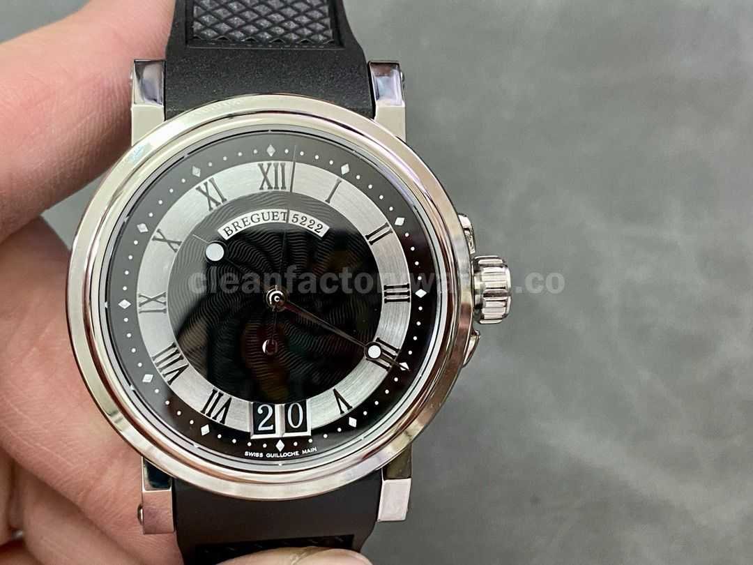 HG Factory Breguet Marine 5817ST925V8 39mm Steel Rubber Strap Black Dial (4)