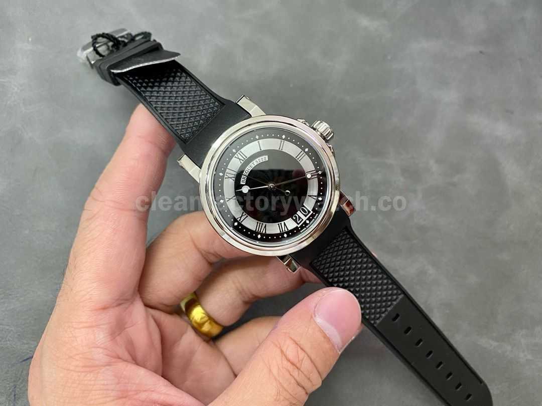 HG Factory Breguet Marine 5817ST925V8 39mm Steel Rubber Strap Black Dial (5)