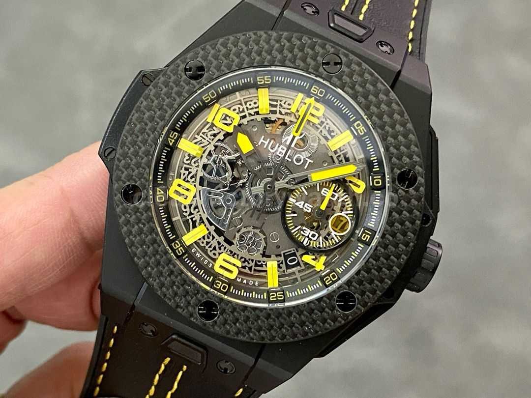 HUB Factory Hublot Big Bang Ferrari 401.CQ.0129.VR 45mm Carbon Leather Strap Arabic Numerals Ske (3)