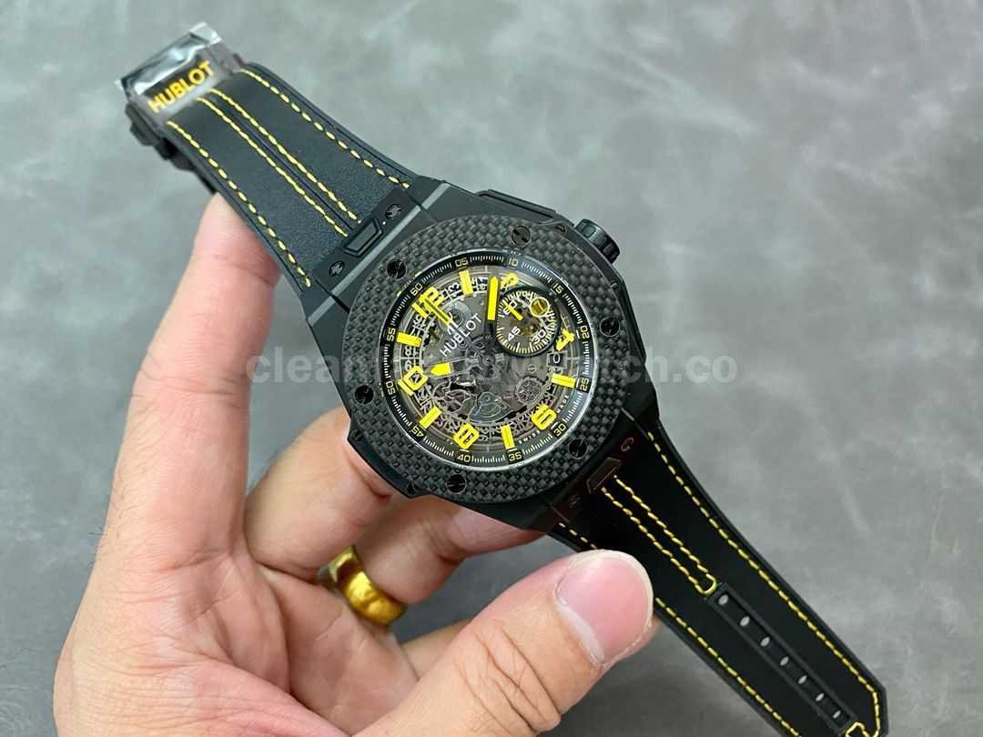 HUB Factory Hublot Big Bang Ferrari 401.CQ.0129.VR 45mm Carbon Leather Strap Arabic Numerals Ske (8)