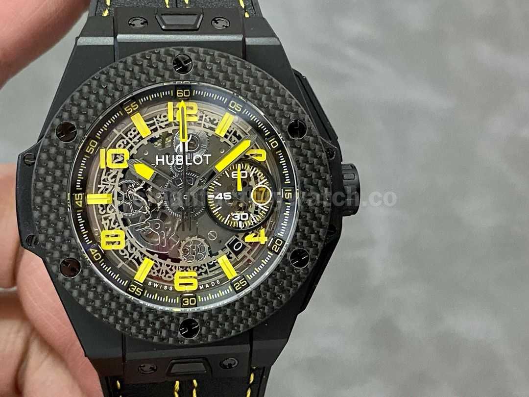 HUB Factory Hublot Big Bang Ferrari 401.CQ.0129.VR 45mm Carbon Leather Strap Arabic Numerals Ske (9)