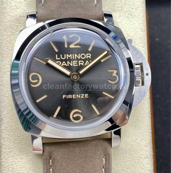 HW Factory Panerai Luminor 1950 PAM605 47mm Steel Leather Strap Arabic Numerals Grey Dial