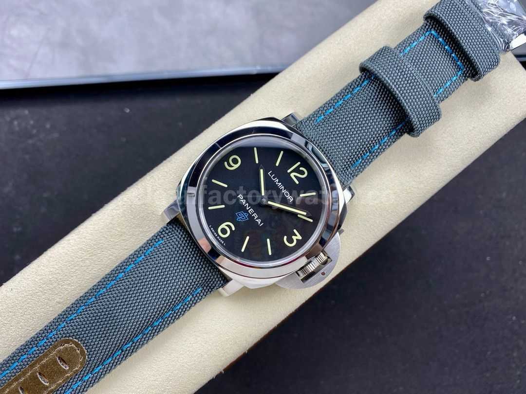 HW Factory Panerai Luminor Base Logo PAM00774 44mm Steel Textile Strap Black Dial (3)