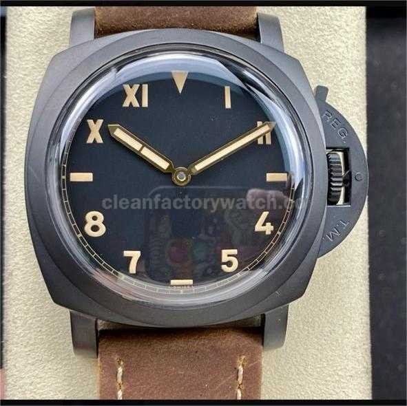 HW Factory Panerai Luminor California PAM00629 47mm Titanium Leather Strap Arabic Numerals Black Dial