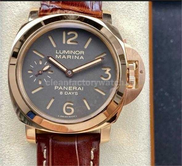 HW Factory Panerai Luminor Marina PAM00511 44mm Rose Gold Leather Strap Arabic Numerals Grey Dial
