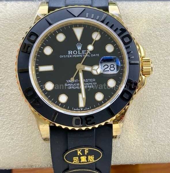 KF Factory Rolex Yacht-Master 42 226658 42mm Gold Rubber Strap Black Dial