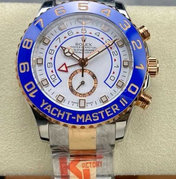 KF Factory Rolex Yacht-Master II 116681-78211 44mm Half Rose Gold White Dial