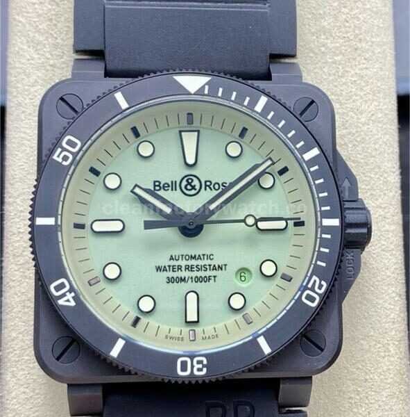 M+ Factory Bell & Ross BR 03-92 BR0392-D-C5-CE/SRB 42mm Ceramic Rubber Strap Green Dial