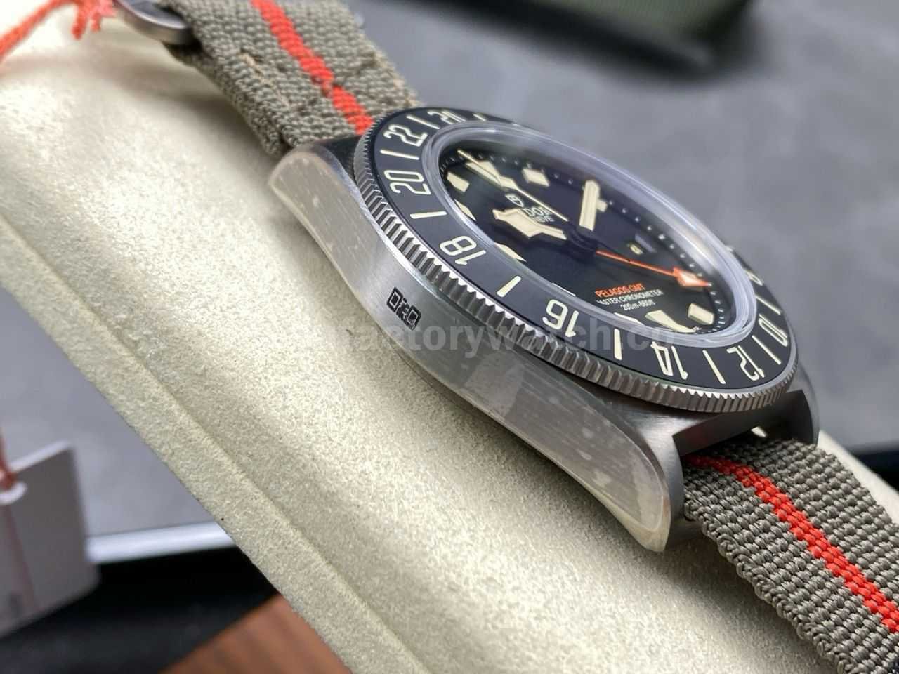 M+ Factory Tudor Pelagos FXD GMT M2542G247NU 0002 42mm Titanium Brown Textile Strap Black Dial (1)