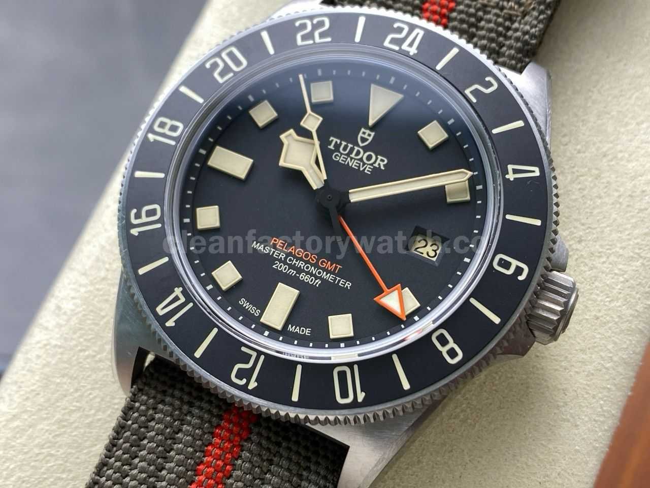 M+ Factory Tudor Pelagos FXD GMT M2542G247NU 0002 42mm Titanium Brown Textile Strap Black Dial (10)