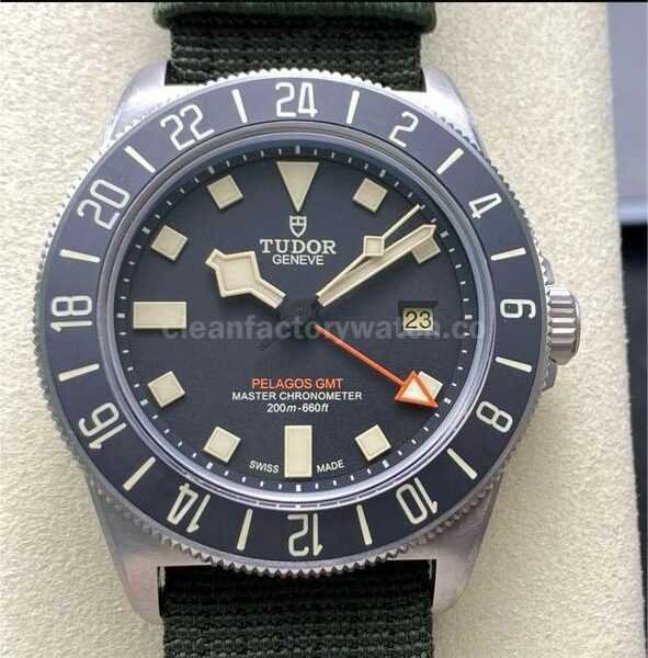 M+ Factory Tudor Pelagos FXD GMT M2542G247NU-0002 42mm Titanium Green Textile Strap Black Dial