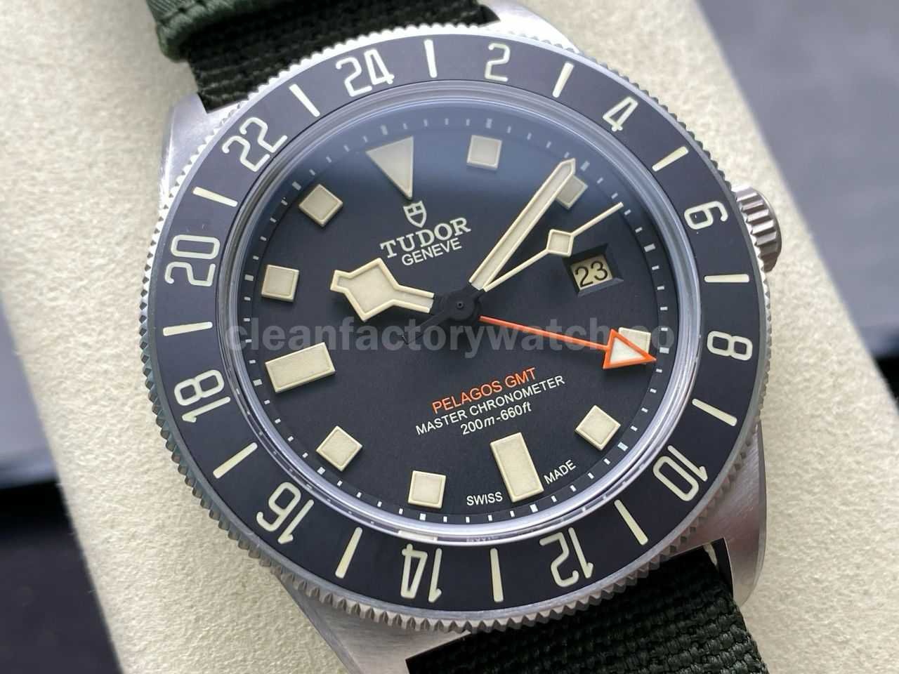 M+ Factory Tudor Pelagos FXD GMT M2542G247NU 0002 42mm Titanium Green Textile Strap Black Dial (4)