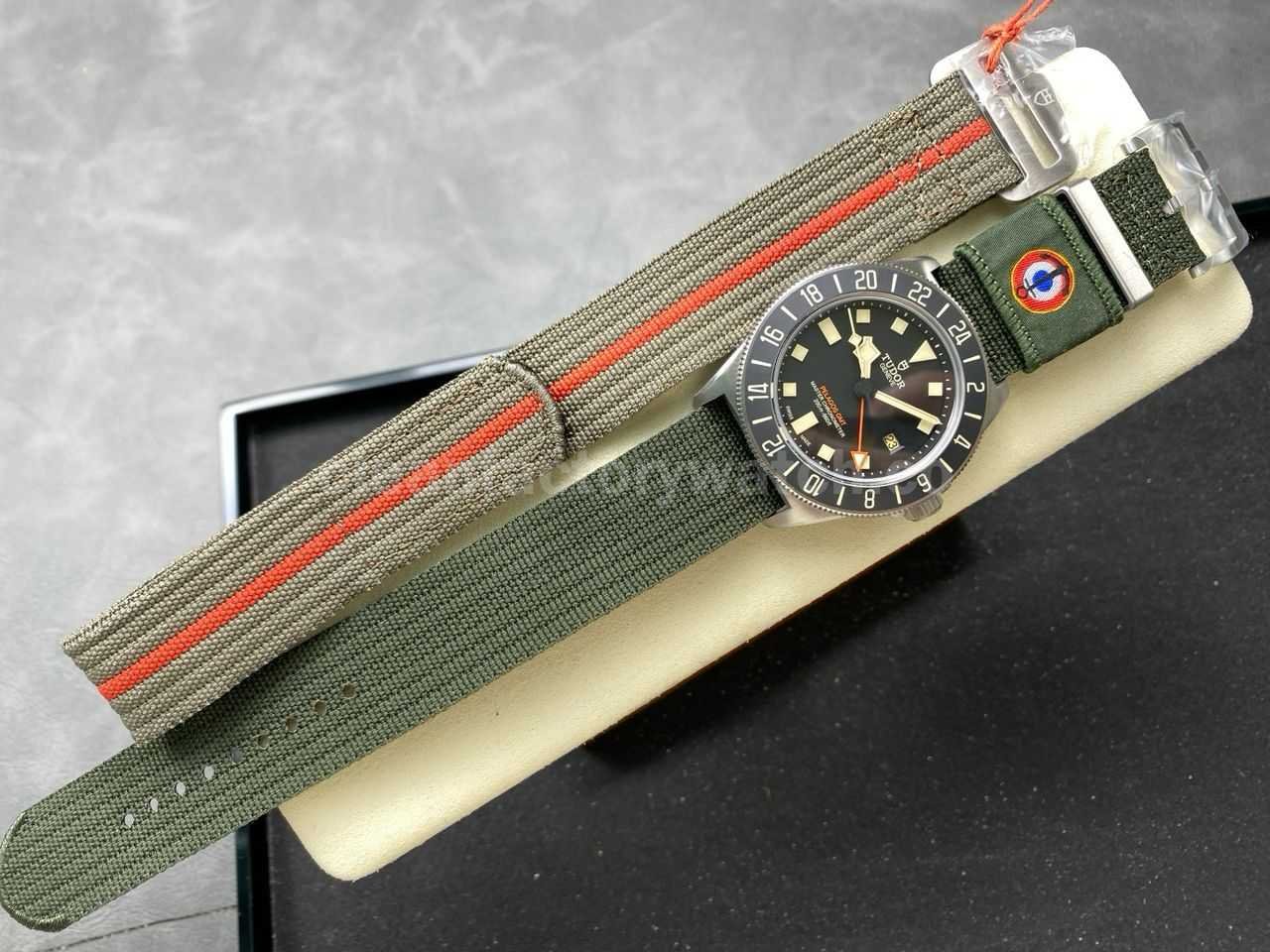 M+ Factory Tudor Pelagos FXD GMT M2542G247NU 0002 42mm Titanium Green Textile Strap Black Dial (5)