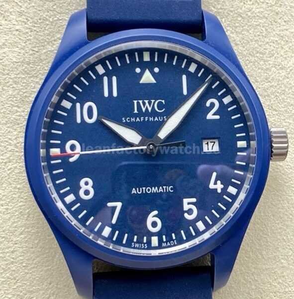 M+Factory IWC Pilot IW328101 41mm Ceramic Rubber Strap Arabic Numerals Blue Dial
