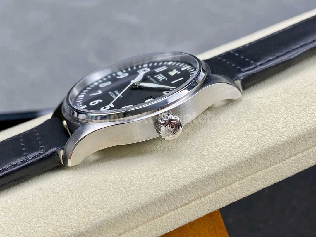 M+Factory IWC Pilot Mark IW328201 40mm Steel Leather Strap Arabic Numerals Black Dial (1)