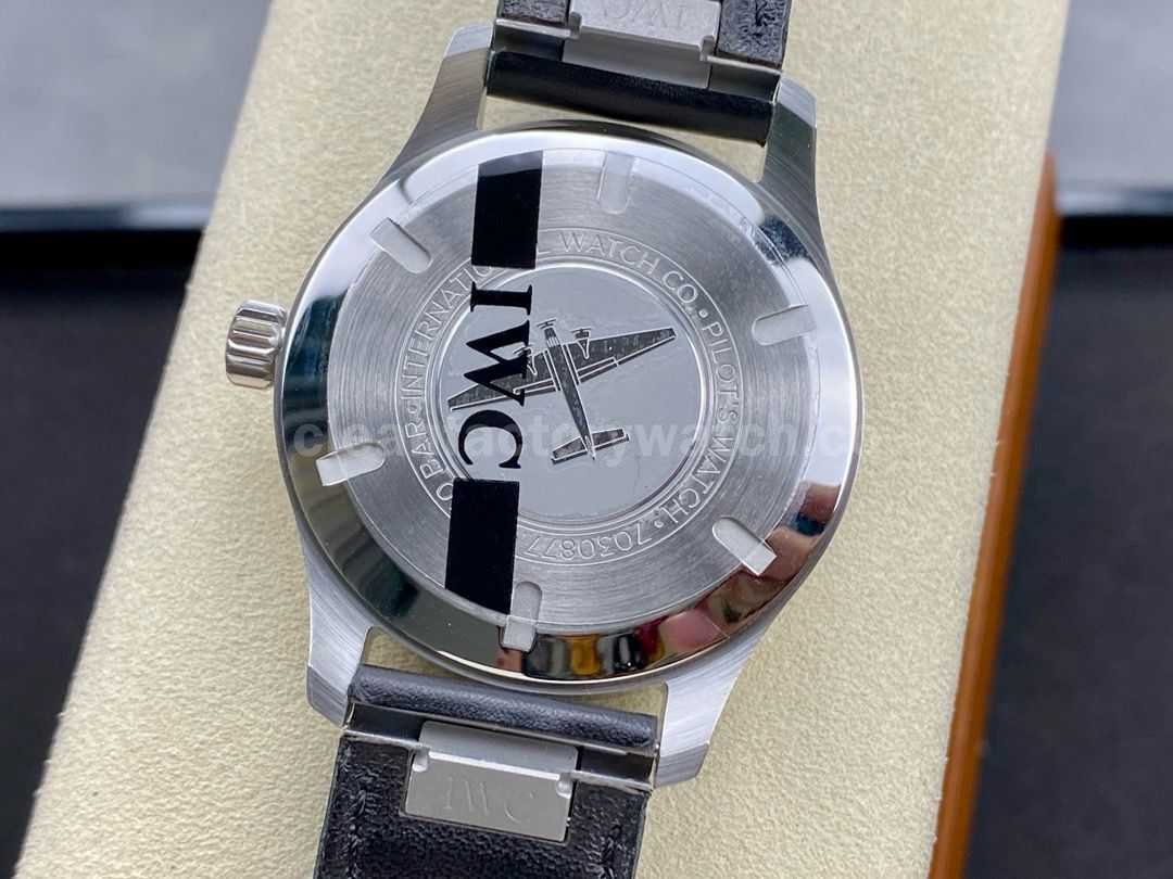 M+Factory IWC Pilot Mark IW328201 40mm Steel Leather Strap Arabic Numerals Black Dial (4)