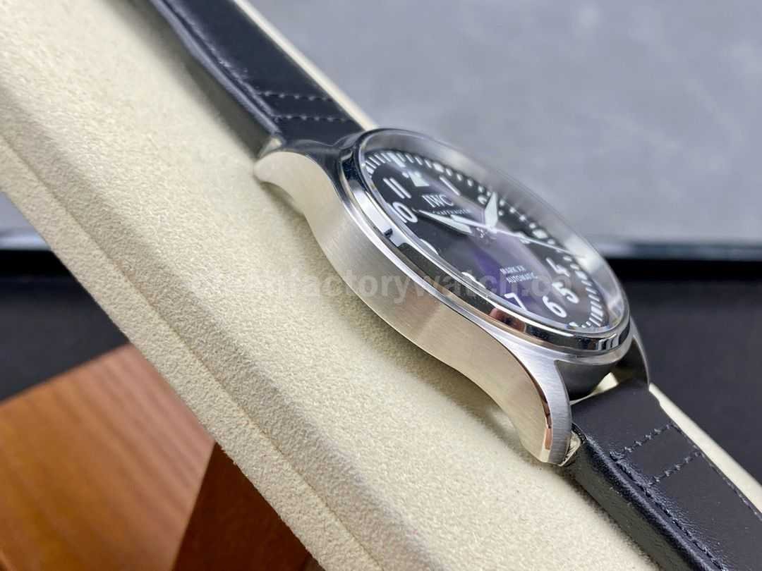M+Factory IWC Pilot Mark IW328201 40mm Steel Leather Strap Arabic Numerals Black Dial (7)