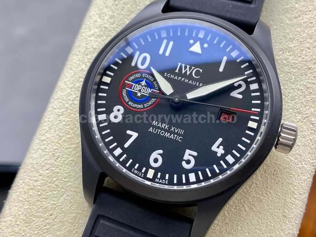 M+Factory IWC Pilot Top Gun IW324711 41mm Ceramic Rubber Strap Arabic Numerals Black Dial (1)