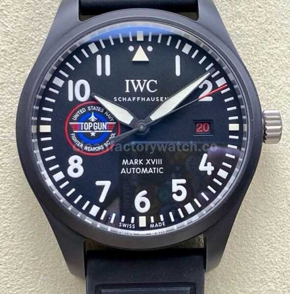 M+Factory IWC Pilot Top Gun IW324711 41mm Ceramic Rubber Strap Arabic Numerals Black Dial