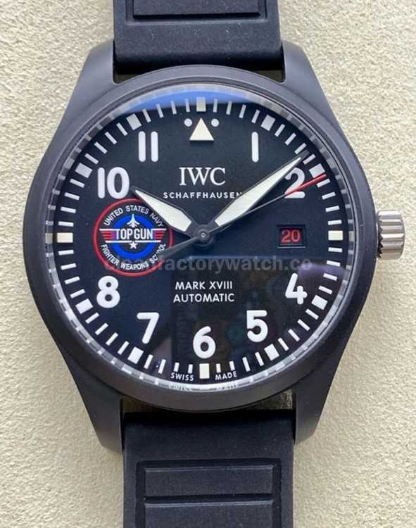 M+Factory IWC Pilot Top Gun IW324711 41mm Ceramic Rubber Strap Arabic Numerals Black Dial (3)