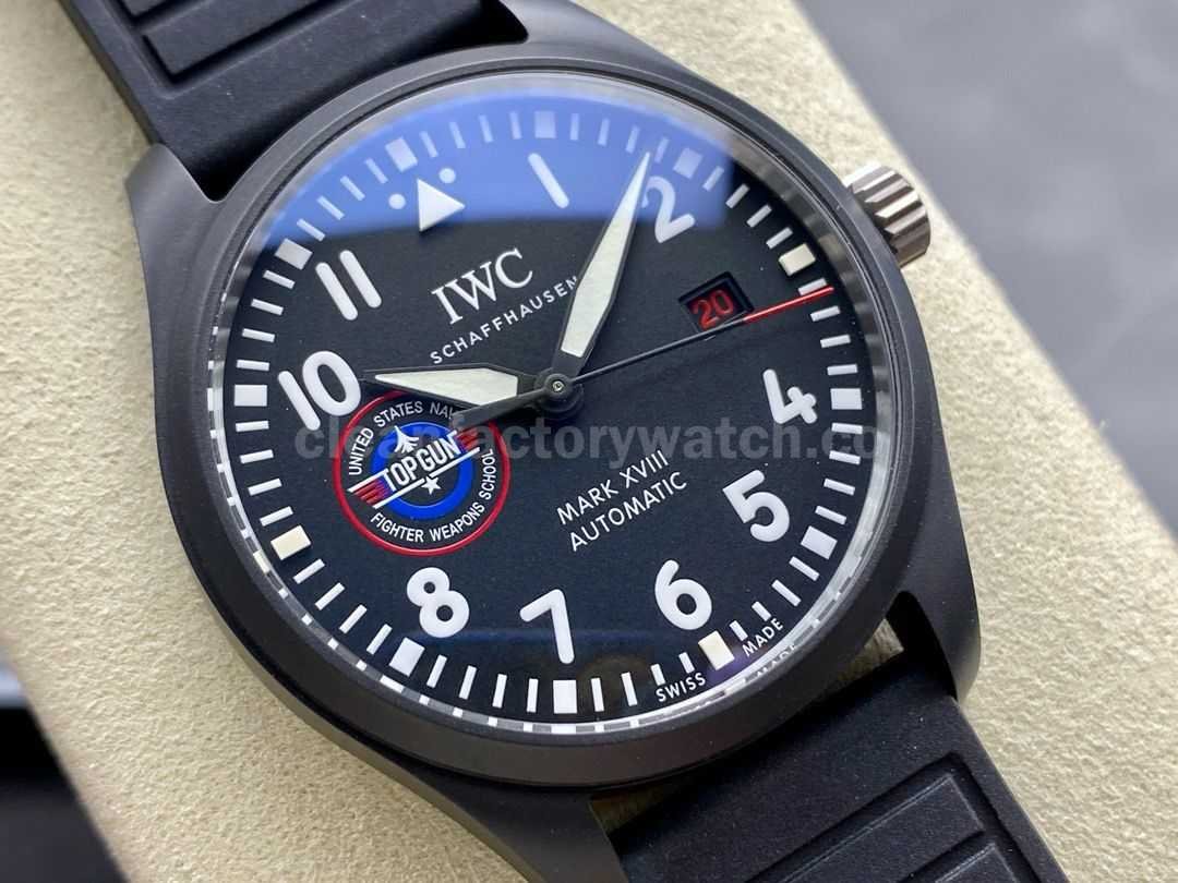 M+Factory IWC Pilot Top Gun IW324711 41mm Ceramic Rubber Strap Arabic Numerals Black Dial (6)