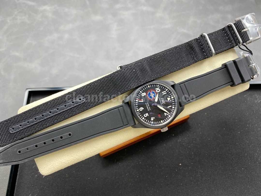 M+Factory IWC Pilot Top Gun IW324711 41mm Ceramic Rubber Strap Arabic Numerals Black Dial (8)