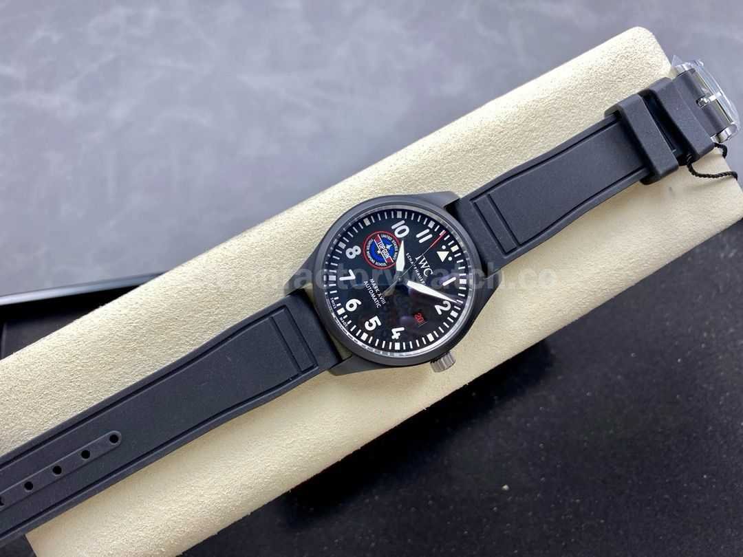 M+Factory IWC Pilot Top Gun IW324711 41mm Ceramic Rubber Strap Arabic Numerals Black Dial (9)