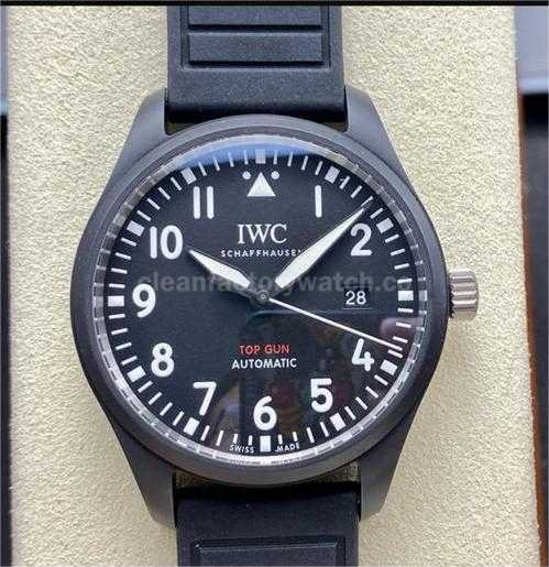 M+Factory IWC Pilot Top Gun IW326901 41mm Ceramic Rubber Strap Arabic Numerals Black Dial