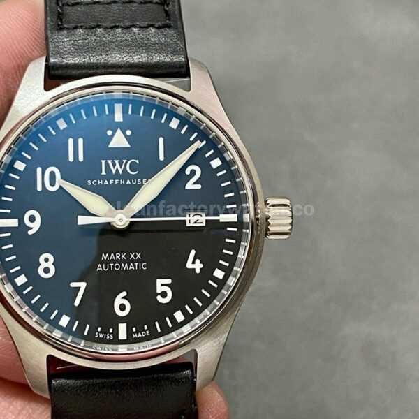 MKS Factory IWC Pilot Mark XX IW328201 40mm Steel Leather Strap Arabic Numerals Black Dial