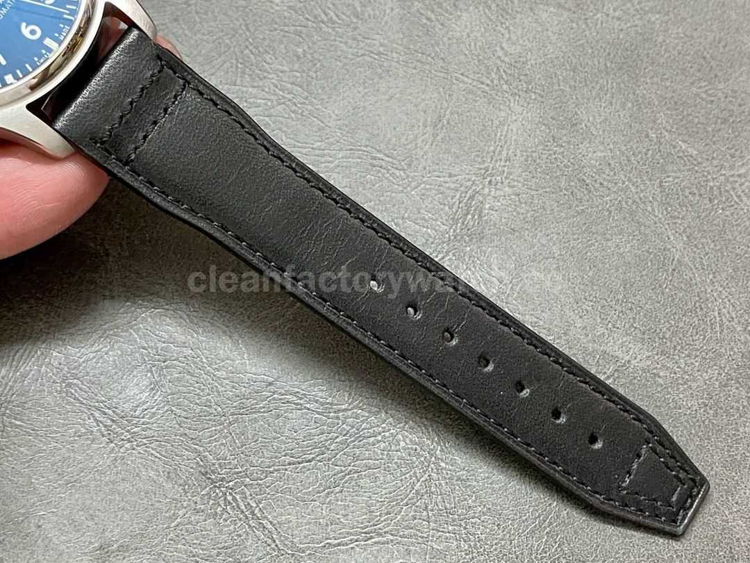 MKS Factory IWC Pilot MarkXX IW328201 40mm Steel Leather Strap Black Arabic Numerals Dial (9)