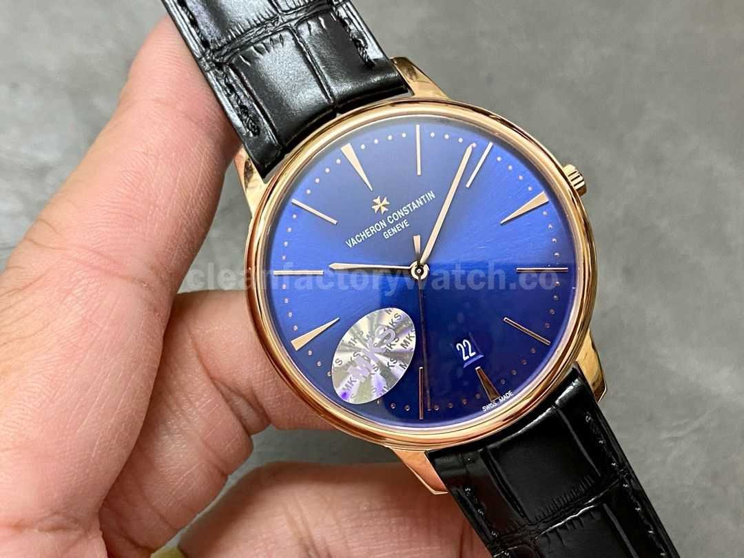 MKS Factory Vacheron Constantin Patrimony 85180000R B515 40mm Rose Gold Leather Strap Blue Dial (