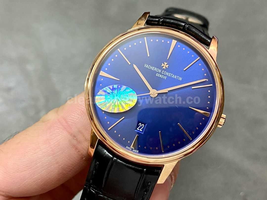 MKS Factory Vacheron Constantin Patrimony 85180000R B515 40mm Rose Gold Leather Strap Blue Dial ( (5)