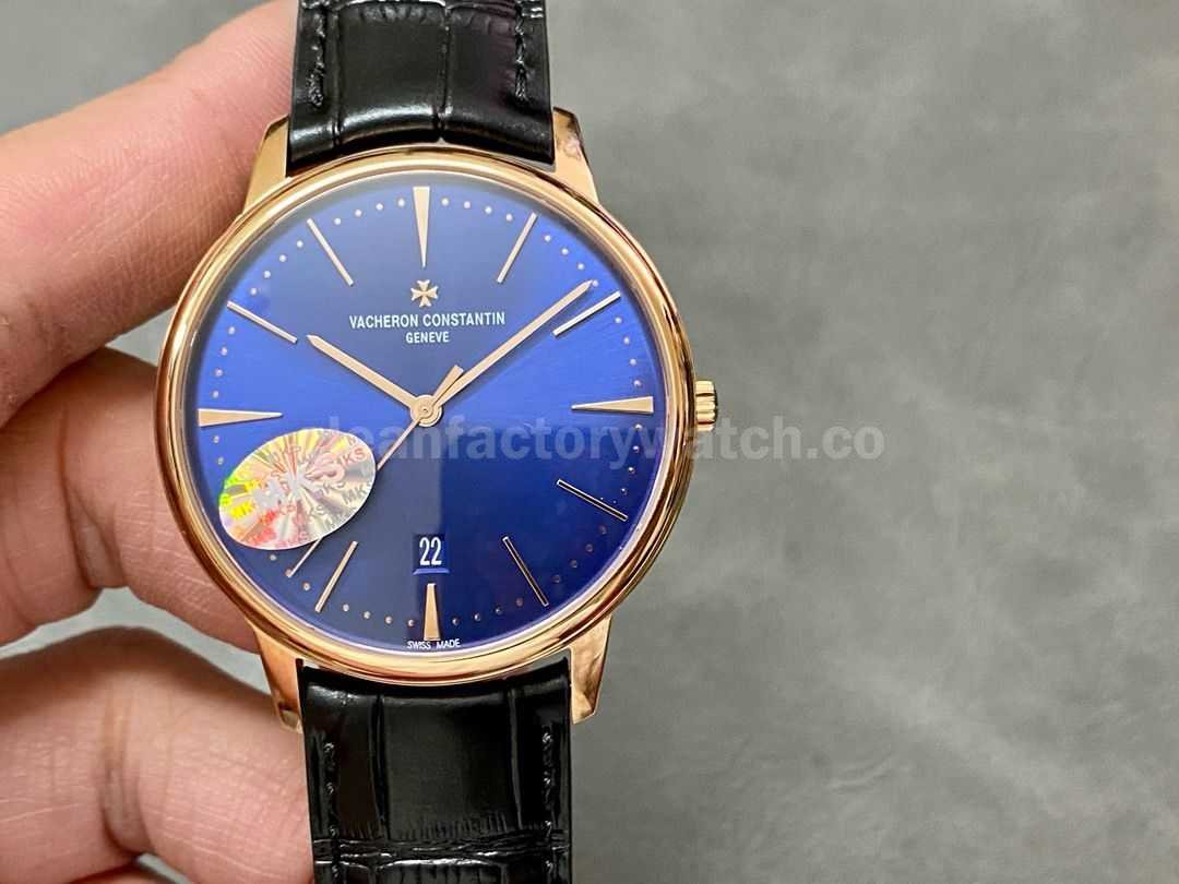 MKS Factory Vacheron Constantin Patrimony 85180000R B515 40mm Rose Gold Leather Strap Blue Dial ( (8)