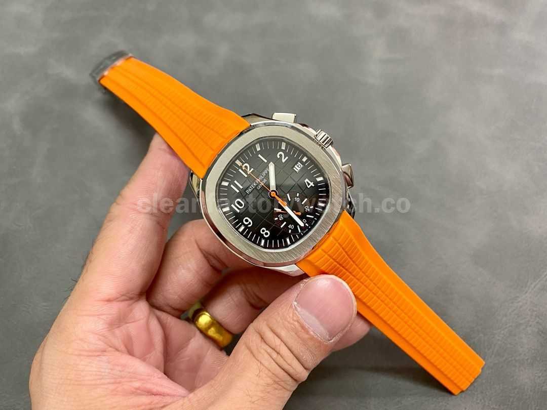 MMA Factory Patek Philippe Aquanaut 42.2mm 5968A 001 Orange Rubber Strap Black Dial (6)