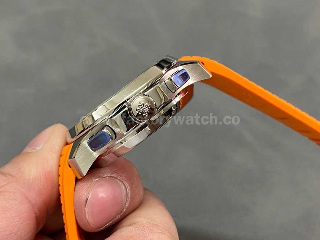 MMA Factory Patek Philippe Aquanaut 42.2mm 5968A 001 Orange Rubber Strap Black Dial (8)