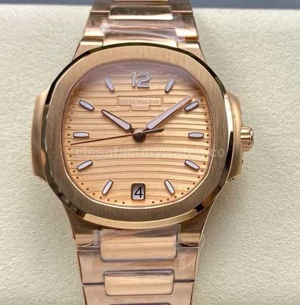 MS Factory Patek Philippe Nautilus 7118/1R-010 35.2mm Full Rose Gold Champagne Dial