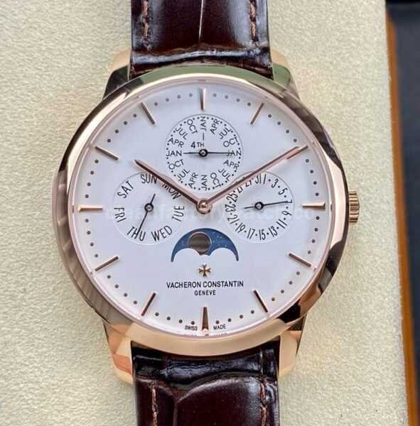MX Factory Vacheron Constantin Patrimony 43175/000R-9687 41mm Rose Gold Leather Strap Silver Dial