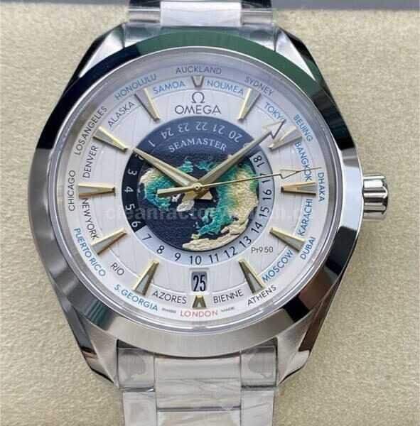 N1 Factory Omega Seamaster Aqua Terra World Time 220.93.43.22.99.001 43mm Full Steel White Dial