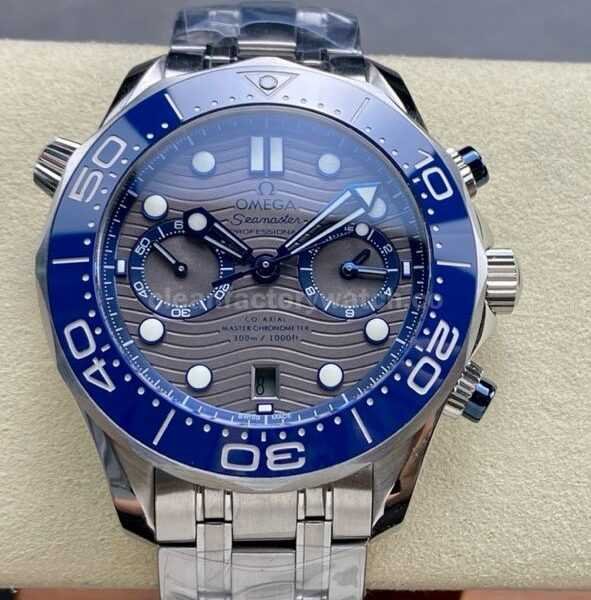 N1 Factory Omega Seamaster Diver 300M Co-Axial Chronometer Chronograph 210.30.44.51.06.001 44mm Full Steel Strap Grey Dial